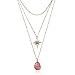 Vintage Bohemian Statement Long Necklace for Women Gold Plated Star Healing Stone Charms (Pink)