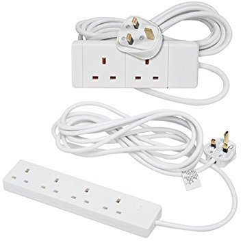 2 OR 4 Way Extension Lead 5 METRE Gang Cable 13A AMP Electrical Mains Adapter New (4 Way 5 Meter)