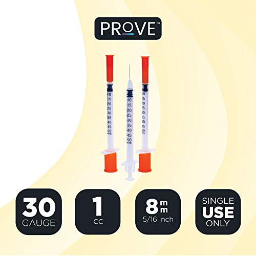 Prove Insulin Syringes 30 Gauge 1cc 8mm 5/16’’, Singleuse Insulin