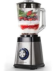 Anthter CY-305R Professional Blender, 950W High Power Benders For Kitchen, Stainless Countertop Smoothie Blender, 50 Oz Glass Jar & 24-Ounce Smoothie Cup, Ideal for Smoothies, Shakes & Frozen Drinks