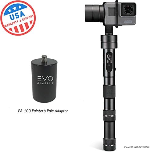 EVO GP-PRO 3 Axis Gimbal GoPro Stabilizer for Hero4, Hero5 or Hero6 Black &amp; Virb Ultra 30 Action Cameras - 1 Year US Warranty | Includes: EVO GP-PRO + EVO PA-100 Painter's Pole Adapter