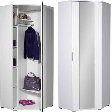 Trento Corner Wardrobe In High Gloss White 3017 84 Amazon Co Uk