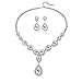 Paxuan Womens Silver/Gold Plated Teardrop Crystal Wedding Bridal Jewelry Set Pendant Necklace Drop Dangle Earrings Set