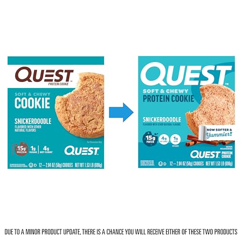 QUEST NUTRITION SNICKERDOODLE PROTEIN COOKIE, 15G PROTEIN, 1G SUGAR, 4G NET CARBS, KETO FRIENDLY, HIGH PROTEIN, LOW CARB 4 COUNT