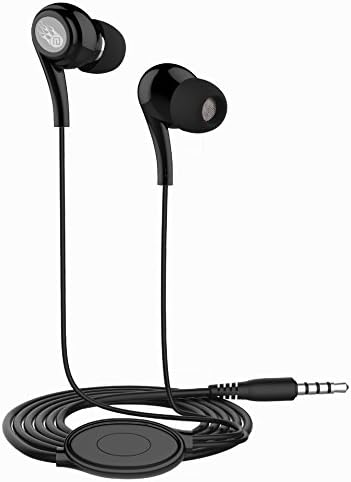 Headphones In Ear Bass noise cancelling earbuds / earphones with Remote and Mic Noise Sound Isolating Sports Earbuds for Running Gym Earphones for iPhone 6S/6/6S Plus, iPad/iPod (Black)