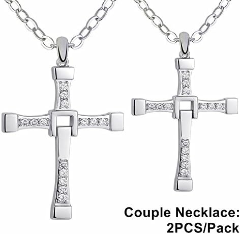 Stainless Steel Couple Necklace Fast And Furious Cross Pendant for Lover Men and Women