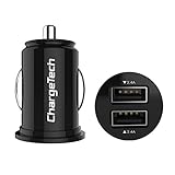 ChargeTech - Fast Charge 4.8A / 24W Dual USB Car Charger Adapter for Apple and Android Devices - Ultra Compact and Low Profile [BLACK]