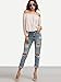 SheIn Women's Off The Shoulder Long Sleeve loose Top Blouse - Pink Medium