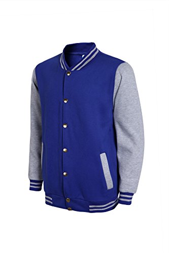 Mojessy Women's Varsity Bomber Jacket Fall Biker Baseball Jacket Short Coat XX-Large Blue&Grey