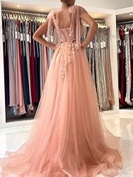 Dymaisei Appliques Tulle Prom Dresses Spaghetti