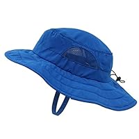 Connectyle Kids UPF 50+ Mesh Safari Sun Hat UV Sun Protection Hat Summer Daily Bucket Play Hat Blue ,48-54cm