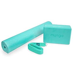 Myga Yoga Starter Set with Studio Yoga Mat, Yoga Block and Yoga Strap – Yoga Beginners Starter Kit