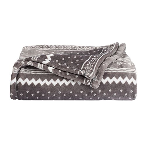 The big one super soft plush throw gray fairisle