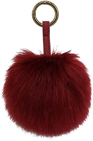 Faux Fox Fur Pom Pom Keychain Purse Bag Charm Fluffy Ball Key Chain for Women by Aiphamy