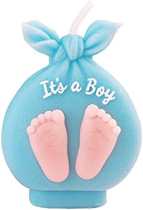 Charming Birthday Candles Baby Shower Favors Baby Blimp Storks Package Footprint Candle Cake Topper (Footprint Bule)