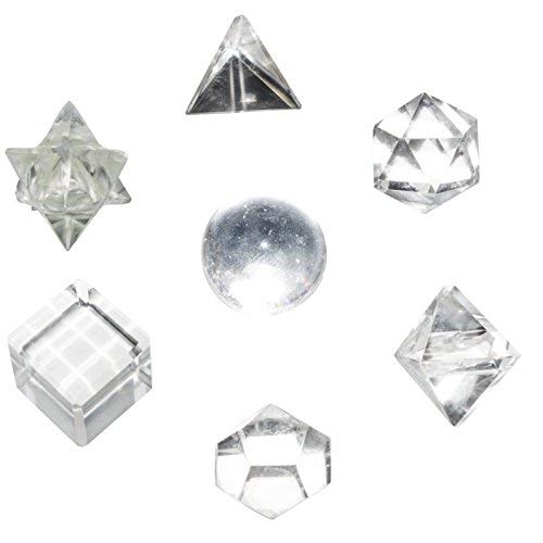 Photo 1 of Clear Quartz 7Pcs Platonic Solids Crystal Geometry Set, Platonic Solids Sacred Geometric Stones for Meditation Reiki Balancing Healing Chakra Stone Cleansing Spiritual Good Luck (15-20 mm)