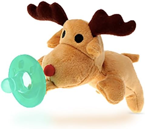 Baby Plush Animal Toy Pacifier Holder By Pw Surplus – Incomparably Durable, Soft, 100% Safe Material – Cute Reindeer Design – Easy For Babies To Hold &amp; Handle – No More Lost Pacifiers, Cords &amp; Clips