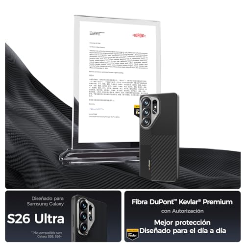 BENKS Funda Kevlar para Samsung Galaxy S26 Ultra, Carcasa Magnética con Protección Antigolpes TPU y Marco de Cámara de Aluminio, Funda Premium Ultrafina para S26 Ultra, Negro Carbón