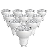(10-Pack, Daylight) Sunthin 6.5W GU10 Led Bulb, Dimmable, 60w Equivalent, Recessed Lighting, GU10 LED, LED spotlight, 500lm, 38°
