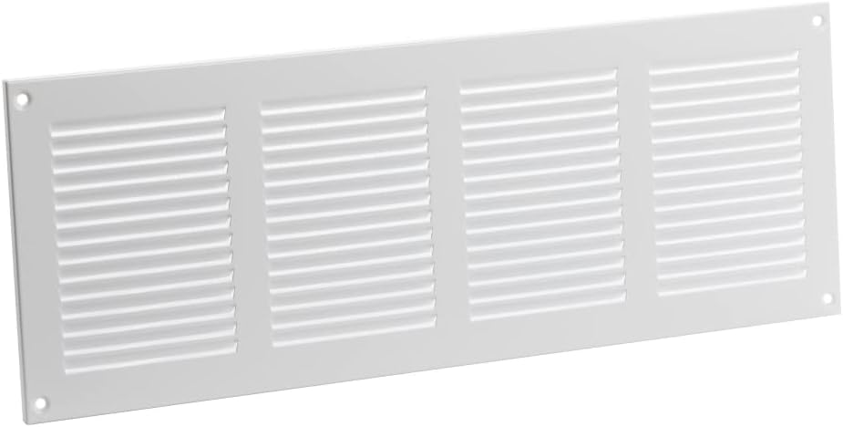 EUROPLAST 400x150mm White Metal Air Vent Grille with Insect Mesh