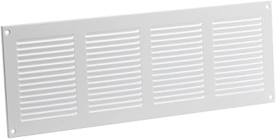 EUROPLAST 400x150mm White Metal Air Vent Grille with Insect Mesh