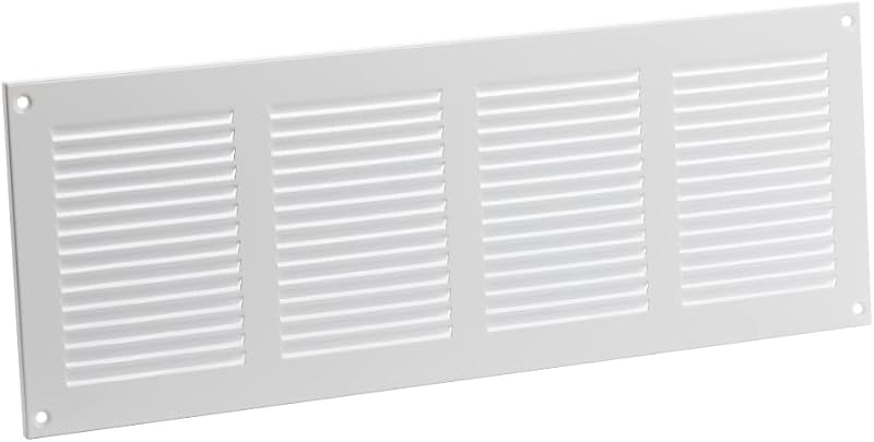 EUROPLAST 400x150mm White Metal Air Vent Grille with Insect Mesh