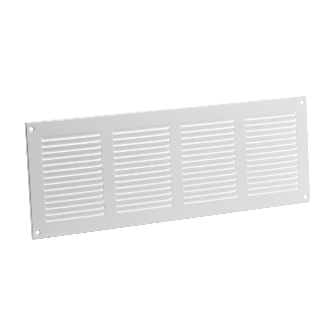 400x150mm / 16x6" inch White Metal Air Vent Grille Cover with Insect Mesh - Ventilation Cover