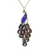 Leegoal Retro Peacock Crystal Necklace Pendant Jewelry Vintage Style