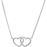 Vanbelle Sterling Silver Jewelry - Rhodium Plated with 925 Stamp - Entangled Better-Half Couple Hearts Pendant-Necklace for Women - 16.5" long + 2" Extender - Valentine's Collection Necklace