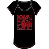 Disney Classic Mickey Mouse Junior Women Pajama Top - Warhol Print - Black Red
