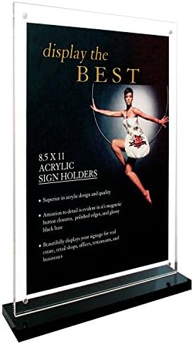 DELUXE Acrylic Sign Holder (Black, 8.5" x 11") with Magnet Button Closures
