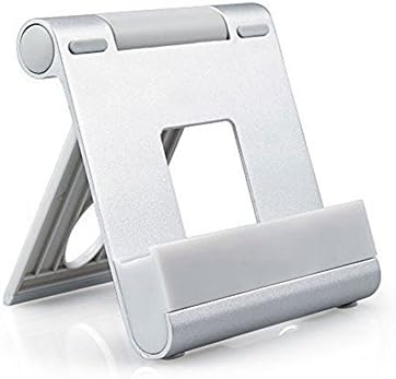 Cmvi Universal Multi-Angle Tablet Stand Cell Phone Holder for All Smartphone and iPhone, iPad, Samsung Galaxy, Tab (Silver)