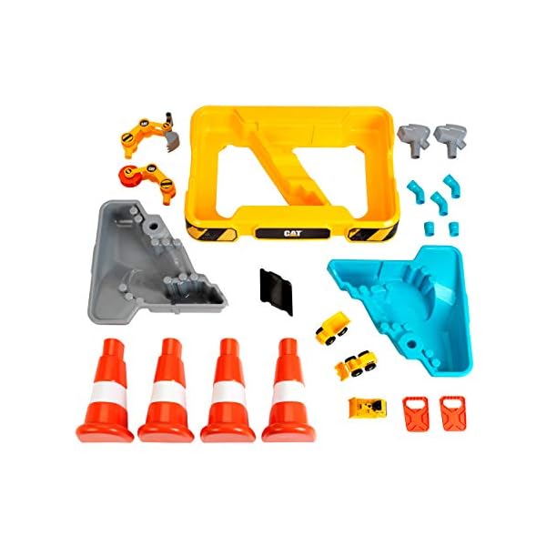 Theo Klein 3208 CAT Sand- und Wasser Spieltisch I Zwei Becken inkl. Rad- und Löffelbagger, Brücke, Rohren und Stoppern I… – Bild 4