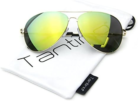 Tantino® Classic Teardrop Aviator Mirror Lens Sunglasses (Gold, UV400)