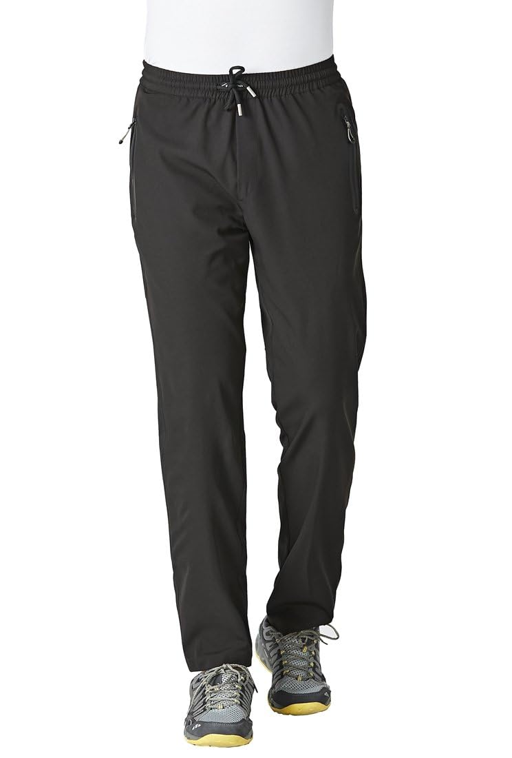 Photo 1 of Rdruko Men's Casual Pants Lightweight Quick Dry Hiking Workout Running Sports Sweat Pants with Pockets(Black, US XXXL)