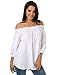 ZANZEA Womens Off Shoulder Summer Blouse Tunic Tops 3/4 Long Sleeve Tie Knot Ladies T-Shirts 01-White XX-Large
