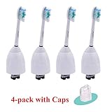 iHealthia E-Series Replacement Brush Heads for Philips Sonicare Essence, Advance, CleanCare, Elite, Xtreme Sonic Electric Rechargeable Toothbrush HX7022, 4-pack