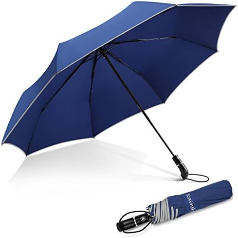 Travel Umbrella, 8 Ribs Large Auto Open Close Compact Folding Windproof Umbrella