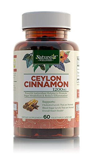 Ceylon Cinnamon (Made with Organic Cinnamon) Capsules 1200 mg, Non-GMO, Powerful Antioxidant Promotes Heart Health, Balanced Blood Sugar Levels, Maintains Joint Health & Mobility, 60 Veg Capsules