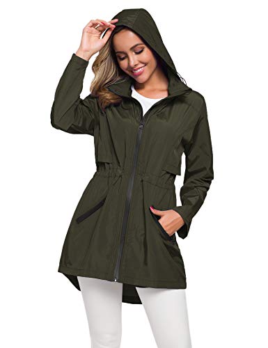 Avoogue Women's Packable Rain Anorak Petite Lightweight Rain Jacket Hiking Green S
