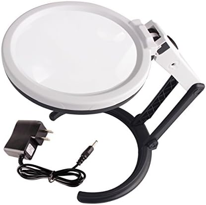 Magnifying Glass with Light,Dual Resin Lens 2X 5X,Adjustable Handheld Magnifier,Standing Desk Lamp for Reading,Inspection,Repair (White)