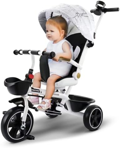 Baybee Tricycle for Kids with Parental Push Handle, Canopy, 360
