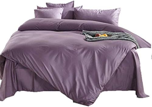 Amazpro Duvet Cover Set of 4, 100% Cotton Comfortable Breathable Ultra Soft Bedding, with Sheet and 2 Pillow Case Purple King 220x240cm