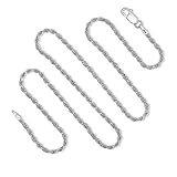 925 Sterling Silver 2MM Rope Chain Lobster Claw Clasp 30 Inch