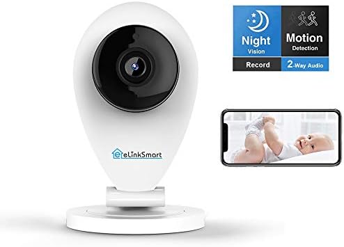Wireless Security Camera Indoor IP Camera eLinkSmart Mini Wi-Fi Video Recording Camera with Two-Way Audio 720P HD Night Vision Motion Detection