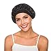 2Pack Women’s Wide Band Soft Silky Satin Bonnet Night Sleep Hat Hair Loss Cap for Frizzy Natural Hair (Black)