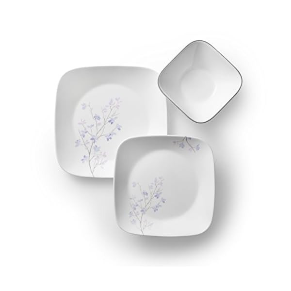 Corelle Service for 6, Chip Resistant, Jacaranda Dinnerware Set, 18