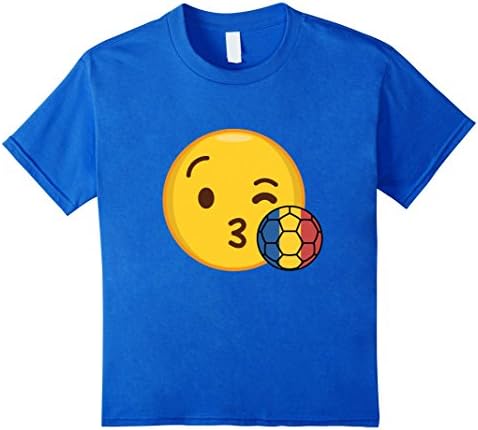 Kids Emoji Loves Romania Soccer T-Shirt Romanian Futbol Funny Tee 6 Royal Blue
