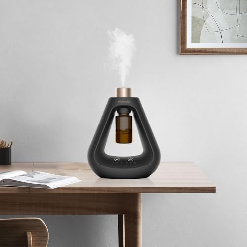 Porodo Essential Oil Diffuser, Mini Scent Air Machine, Waterless Diffuser with Timing & 3 Mist Levels, Aroma Diffuser for Home Scent Aromatherapy Diffuser, Room, Car, Office (Black)