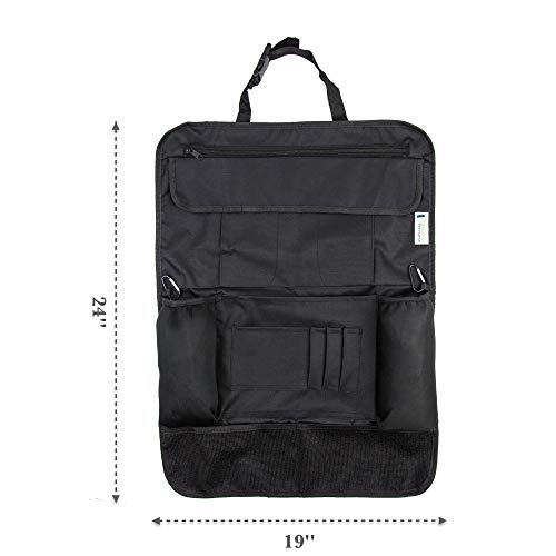 Backseat Car Organizer | Car Storage Organizer With 12 Compartments and a Hidden Tablet Holder | Used As Kick Mat, Car Back seat Organizer, Back Seat Protector, Car Seat Organizer, Car Seat Storage.